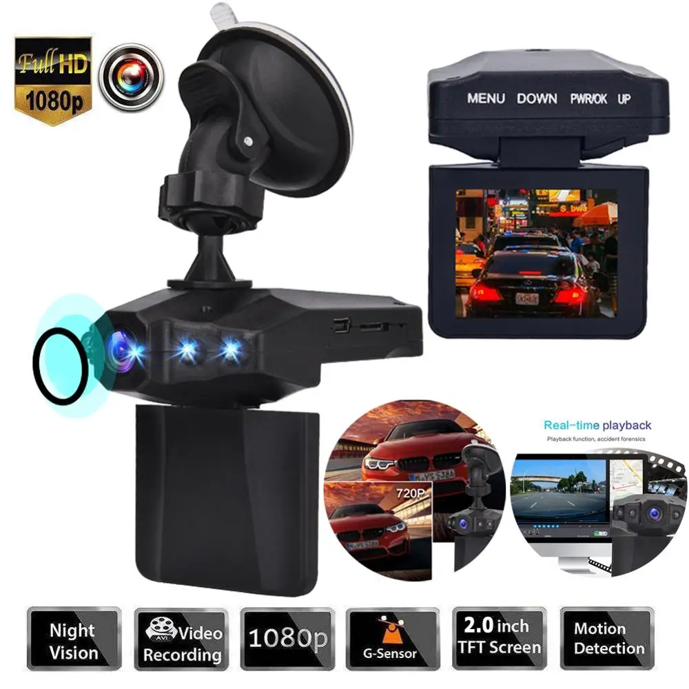 Автомобильный видеорегистратор Dash cam HD Dashcam Camera 1080P видео рекордер 120 градусов