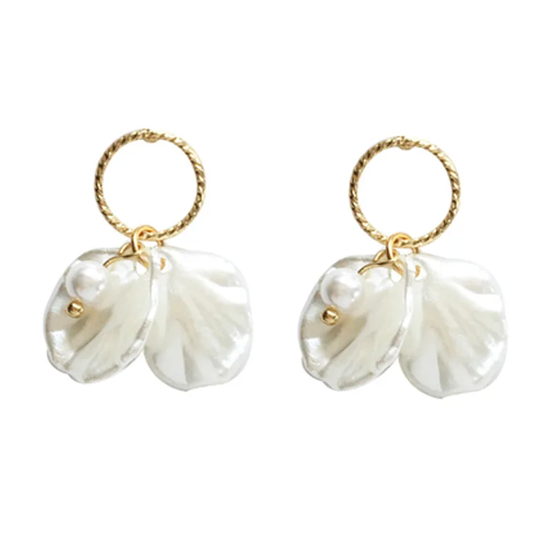 

CH-648 S925 silver sweet girl wind shell petal shape earrings personality trendy female ear clip female