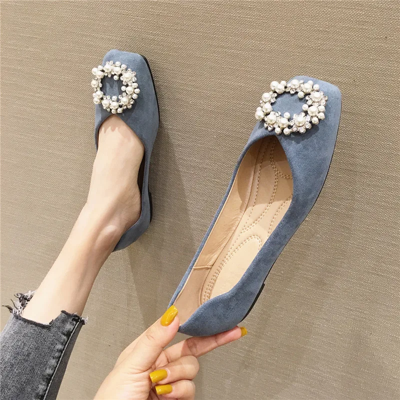 Zapatillas Mujer мягкая подошва квадратный носок балетки на плоской подошве с пряжкой
