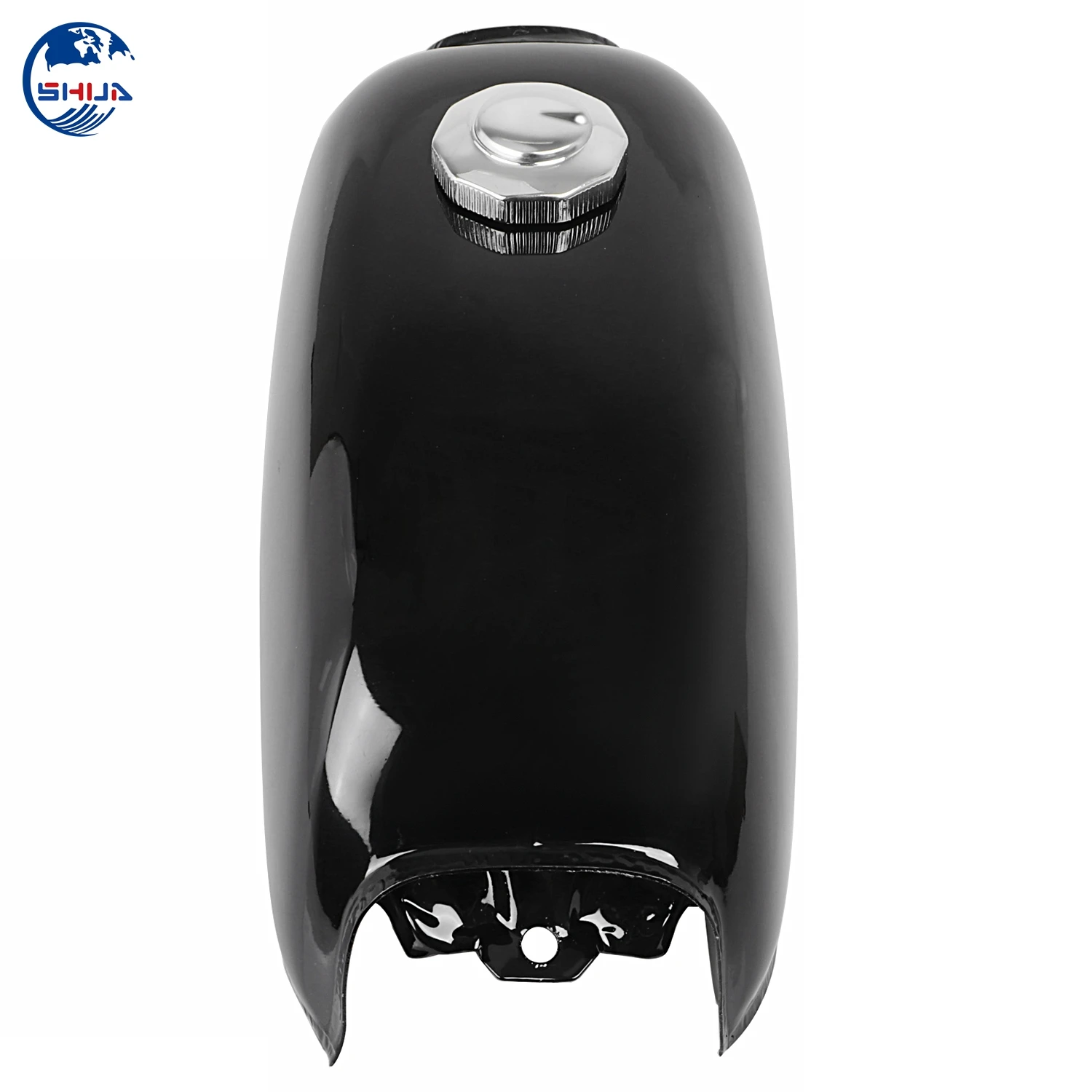 Мотоциклетный яркий черный винтажный топливный бак с толстой железной крышкой