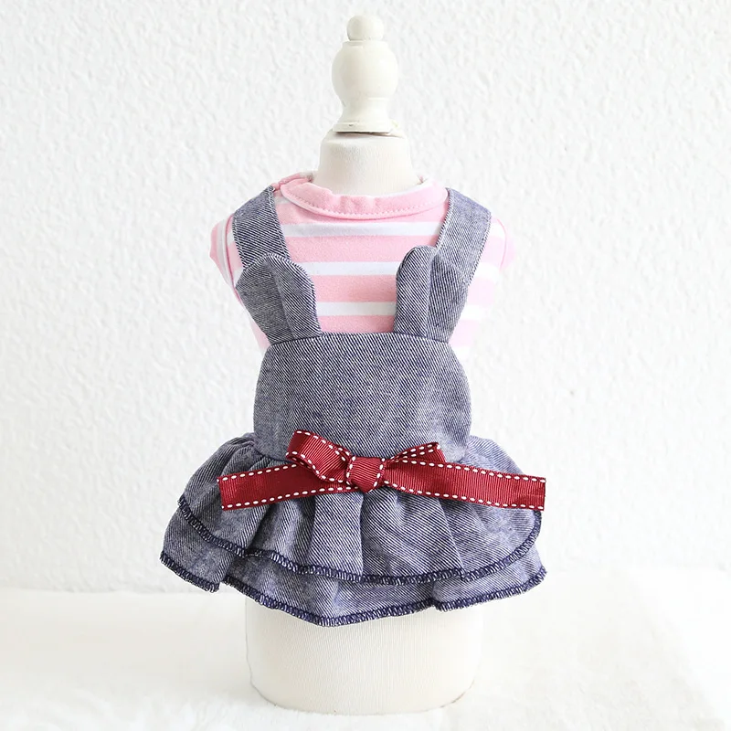 Милое нарядное платье в полоску с бантом для собак и кошек юбка-пачка летняя