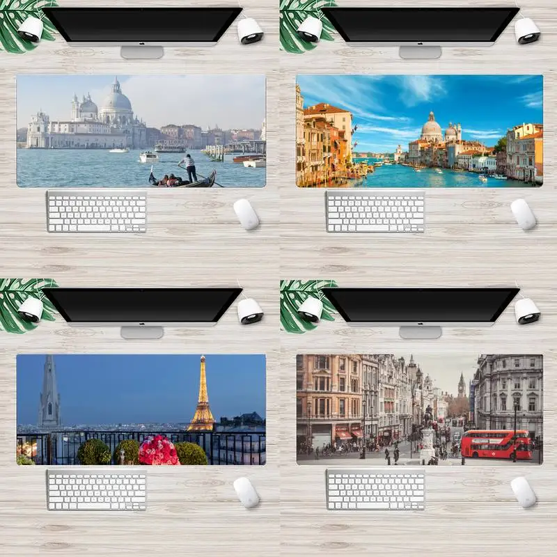 

travel italy France London Beautiful Anime Mouse Mat Animation XL Large Gamer Keyboard PC Desk Mat Mousepads