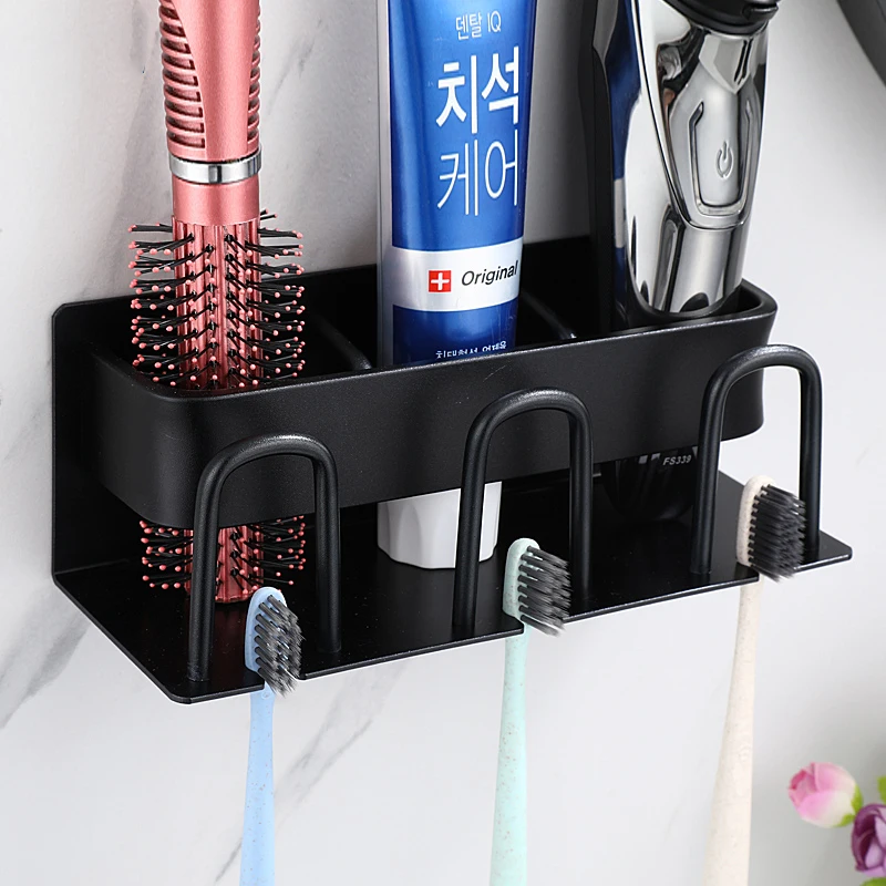 Wall Mounted Toothbrush Holder Aluminium Alloy Toothpaste Rack Bathroom Household Space Saving Accessories | Дом и сад