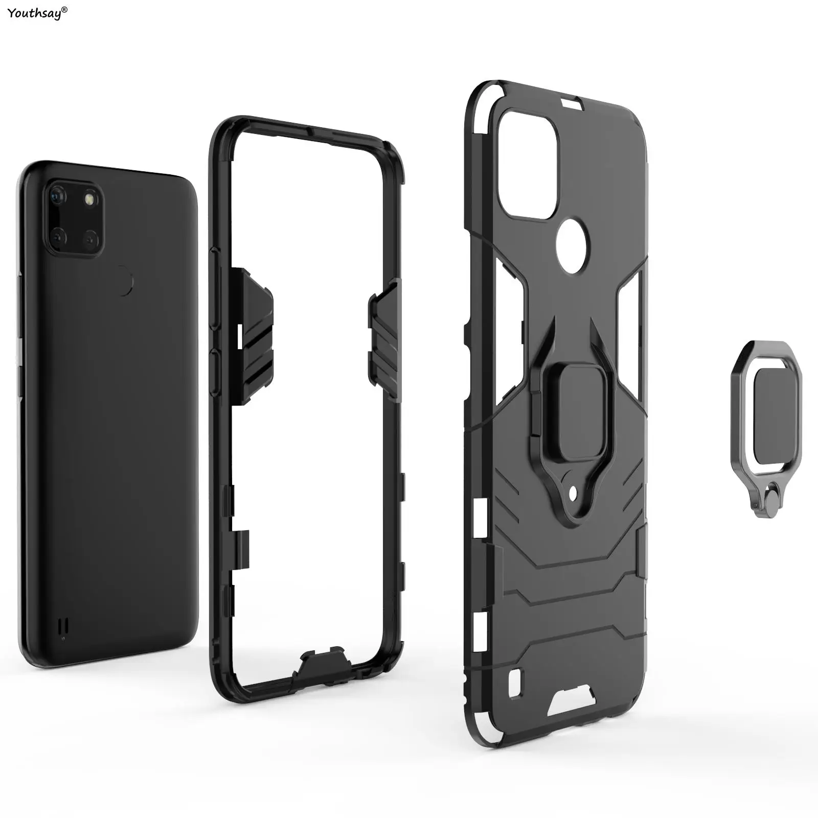 For Realme C21Y Case for Realme C21 C21Y C15 8i 8 Pro Cover Funda Shell Finger Ring PC Stand Phone Bumper For Realme C21Y