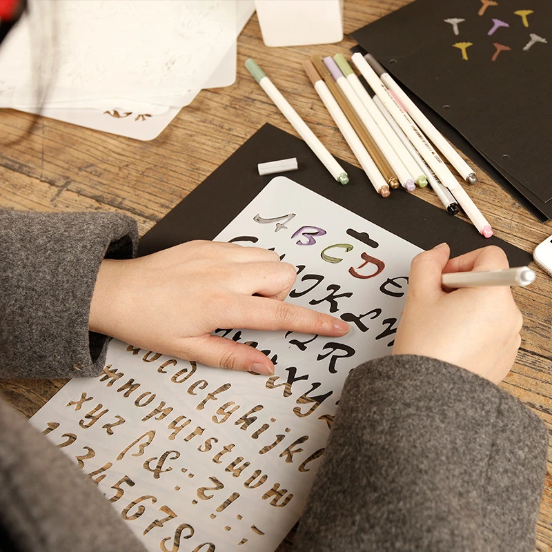 Трафарет для скрапбукинга и тиснения буквы алфавита 27 см 4 шт./лот | Канцтовары