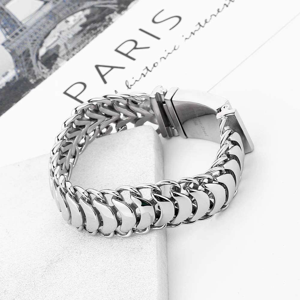 Браслет Будды 20 мм Мужской панцирный браслет серебряного цвета 316L из нержавеющей