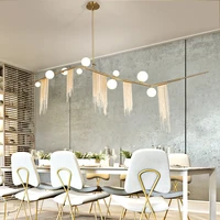 nordic tassel molecule golden chain magic bean glass branch living room long dining room electroplating bubble ball chandelier