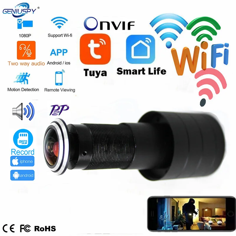 TUYA Smart дверной глазок отверстие безопасности 1080P широкоугольный объектив с