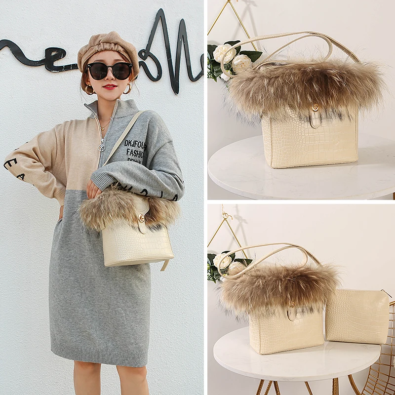 Брендовая роскошная женская сумочка из кроличьего меха женские дизайнерские