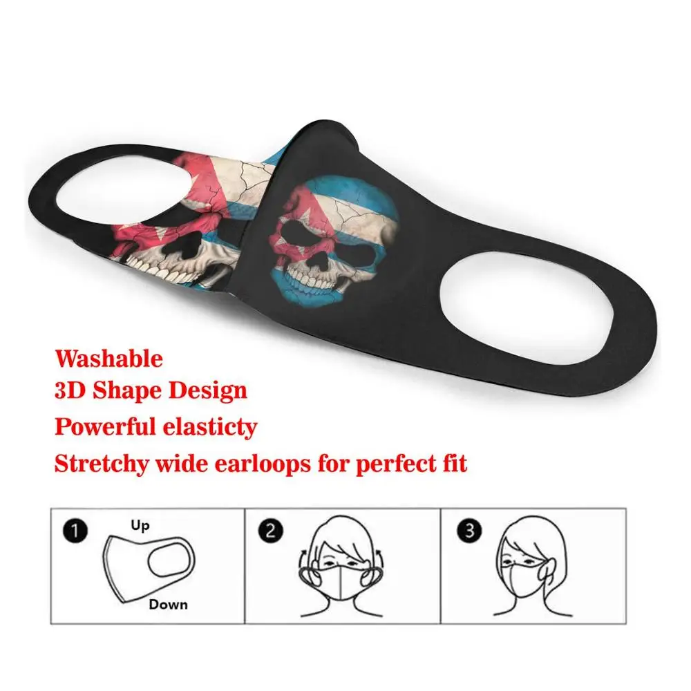 Кубинский флаг череп маска с фильтром многоразовая Маска сделай сам для детей