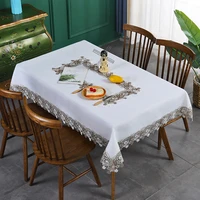 high end luxury lace embroidery table cloth decorative white linen tablecloth for wedding banquet cafe table furniture cover
