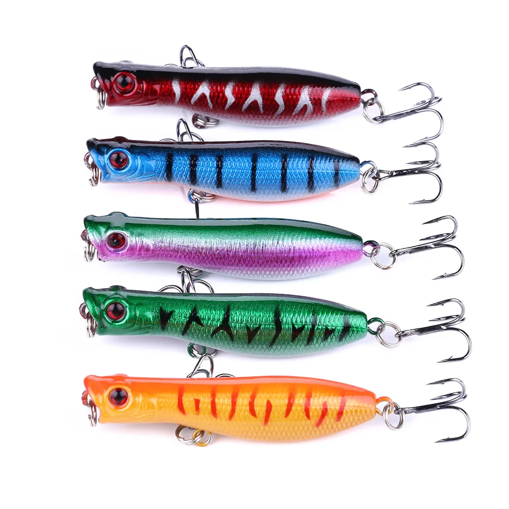 

100pcs 6cm 5g Bionic Popper Fishing Lure with Hook Top Water Popper Fishing Lure Hard Bait Crankbaits