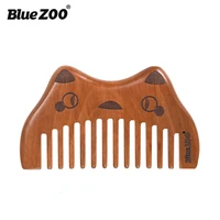 bluezoo nanmu comb portable massage comb antistatic cute cat head comb massage comb wide tooth flat comb hair salon styling comb