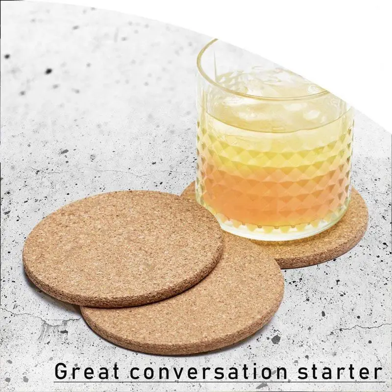 

Natural Cork Coasters With Round 16pc Set with Metal Holder Storage Caddy 1/5inch Thick, Absorbent, Eco-Friendly, Heat-Resista