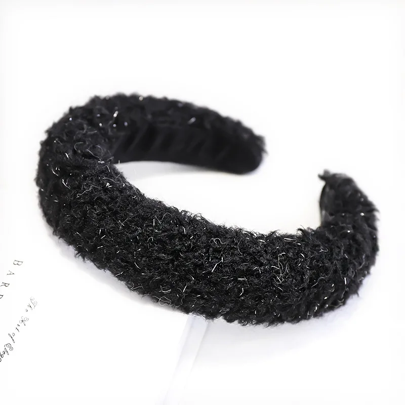 

Autumn Winter Hairbands Woman Sweet Temperament Candy Color LaLambswool Sponge Bezel Hair Accessories For Women