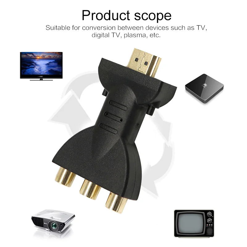 Позолоченный HDMI в 3 RGB RCA видео аудио адаптер AV компонентный преобразователь 720P 1080P цифровой сигнал для HDTV DVD аудио кабель