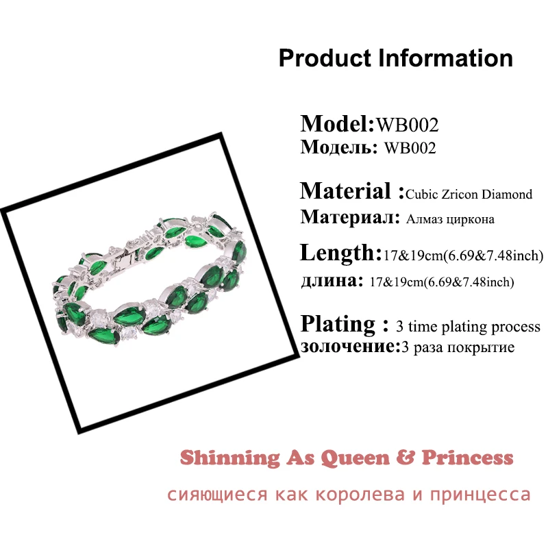 Модный дизайн браслеты и Обручи из белого/розового золота с зеленым кристаллом