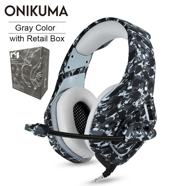 Black With Box ONIKUMA K1 гарнитура наушники для PS4 Xbox One PC Игровые наушники с микрофоном для ноутбуков планшетов наушники - Цвет: Black With Box