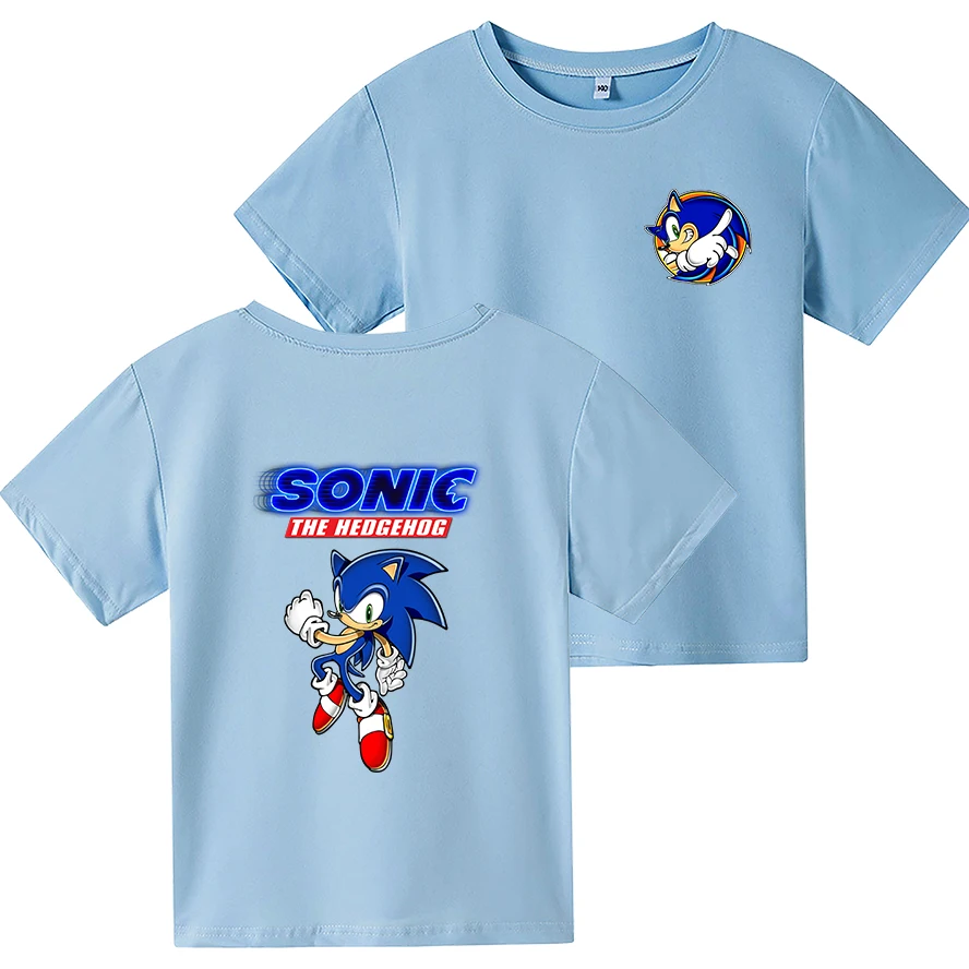 

Cute Children's Clothes Sonic White Yellow T-shirt Funny T Shirt Kids Cartoon Tshirt Baby Girls Boys Clothing Summer Tops