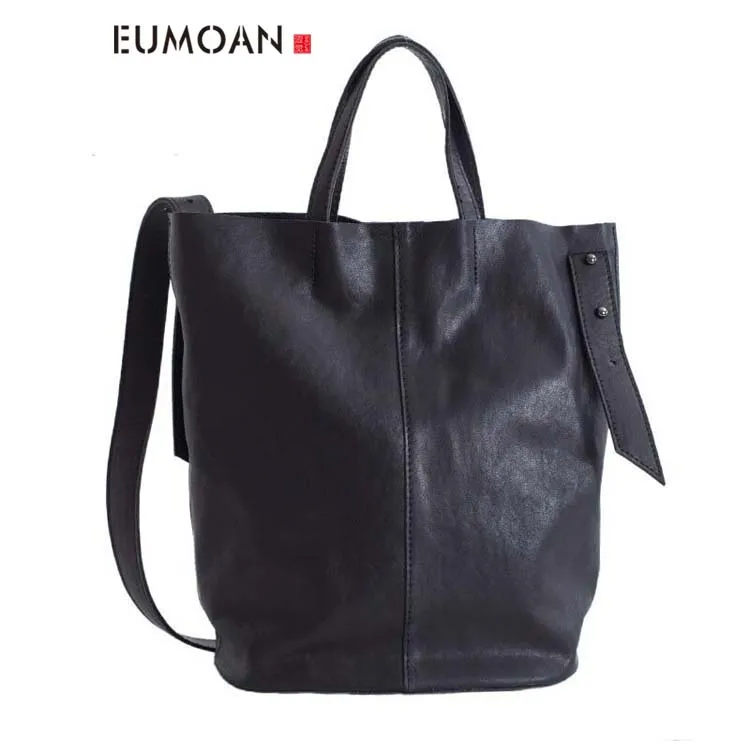 

EUMOAN 2019 new retro literary solid color simple suede leather shoulder bag wild fashion leather handbags bucket bag