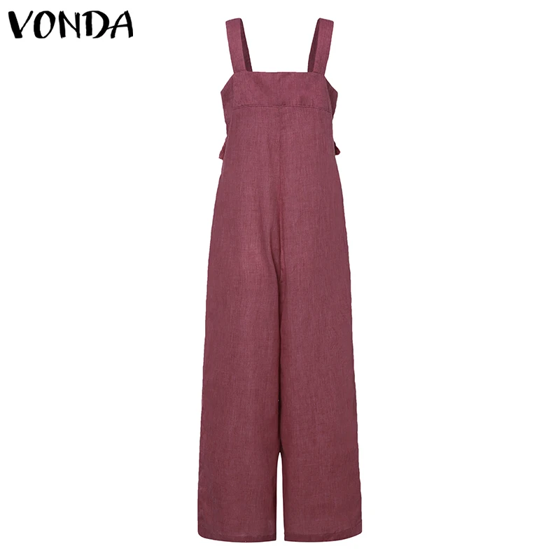 VONDA Plus Siz Комбинезоны женские Комбинезоны летние широкие брюки сексуальные без рукавов с кисточками Vinatge Комбинезоны повседневные брюки