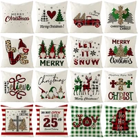 christmas pillow cover 18x18 inches red and black buffalo lattice plaid decorative cushion cover xmas snowman printed pillowcase