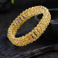 golden rutilated quartz bracelet women fashion natural stone beaded bracelets for girl crystal bangles jewelry accessories gift