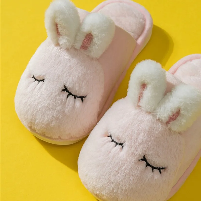 Детские зимние тапочки; теплая плюшевая обувь для малышей с милым кроликом из мультфильма; домашняя обувь для мальчиков и девочек; домашние тапочки; Детские аксессуары