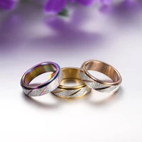 inschic 2020 trends supernatural colorful frosted gifts for women female rings slash rotate stainless steel wedding party rings