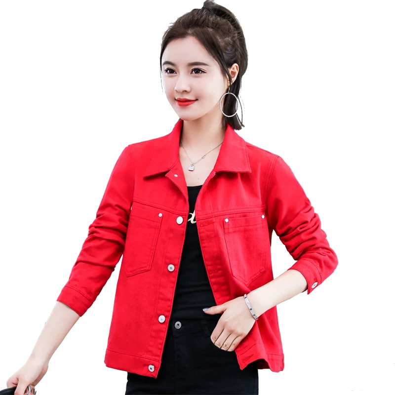 

spring autumn new Women Basic Coat denim jacket female candy color wild loose casual student jacket long-sleeved Denim jacket