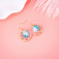 2020 fashion dangle earring jewelrynew korean blue glass ball earrings geometric metal pop long earrings for women