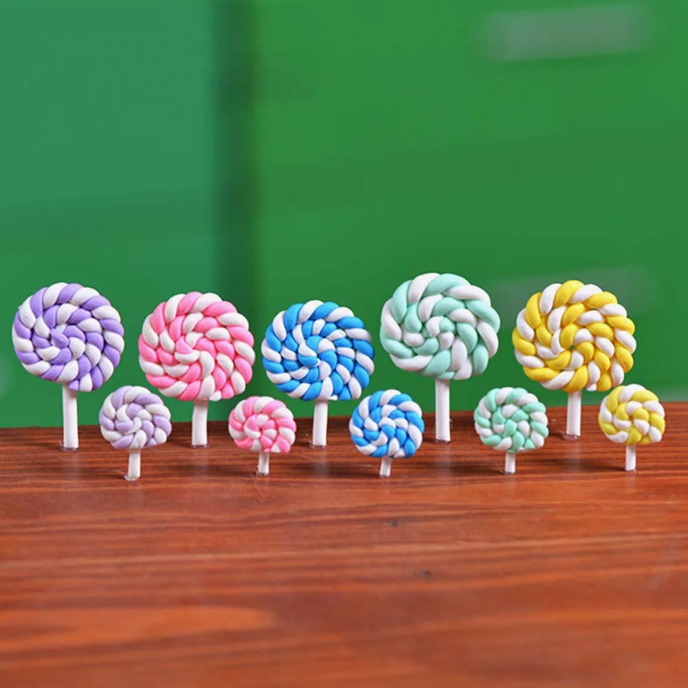 

1 Set Fake Lollipop Sugar-loaf Mushroom Garden Cozy Rainbow Model Small Figurine Crafts Ornament Miniatures DIY Micro Landscape