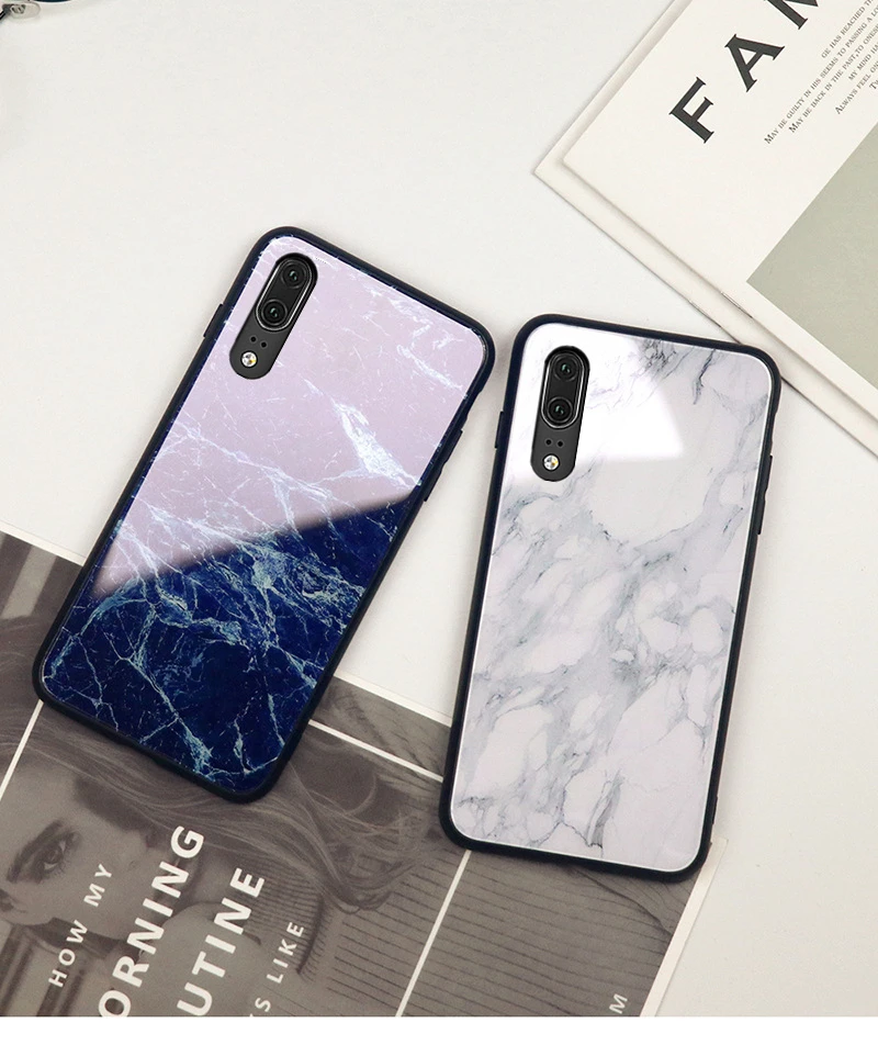 Для samsung Galaxy A10 A20 A30 A50 A60 A70 A80 A90 чехол Мрамор Стекло жесткая накладка на заднюю панель для samsung A50 A70 A30 цветной чехол для телефона