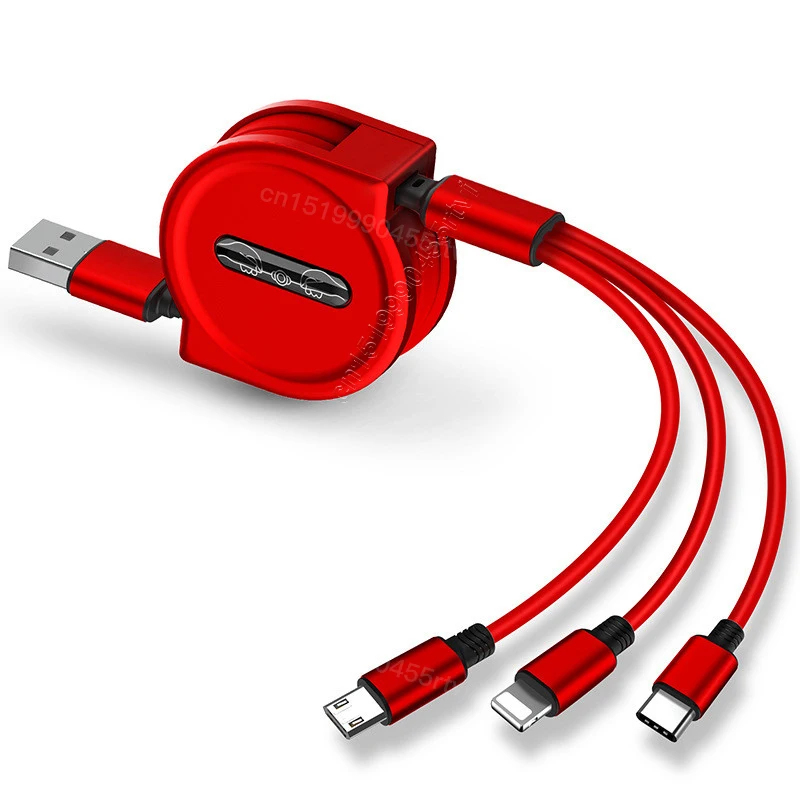120 см 3 в 1 USB кабель для зарядного устройства iPhone 12 с разъемом Micro Type C выдвижной