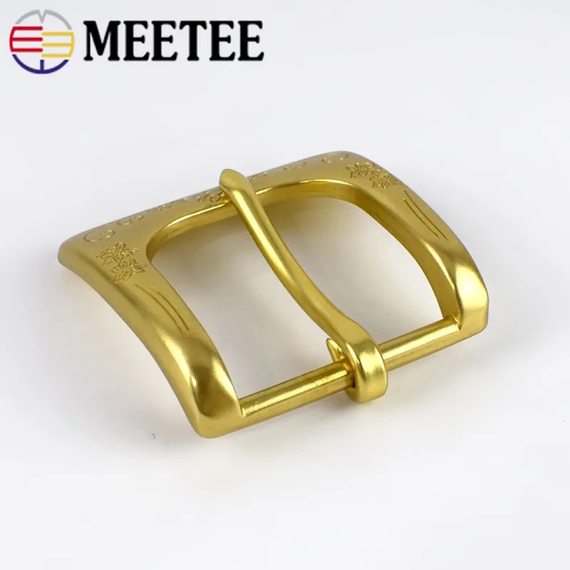 Meetee Solid Brass Metal Belt Buckle Men Women Belt Head for Belt Metal Pin Buckles DIY Leather Craft Jeans Accessories