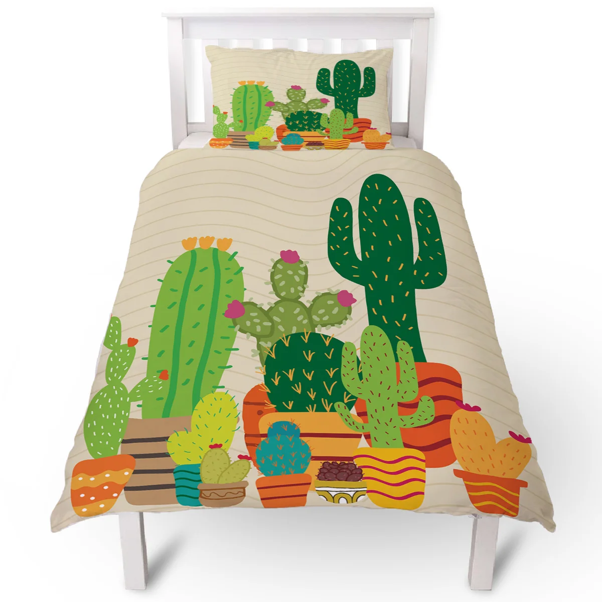 Пододеяльник в горшке с изображением кактуса растений суккулентов наволочка