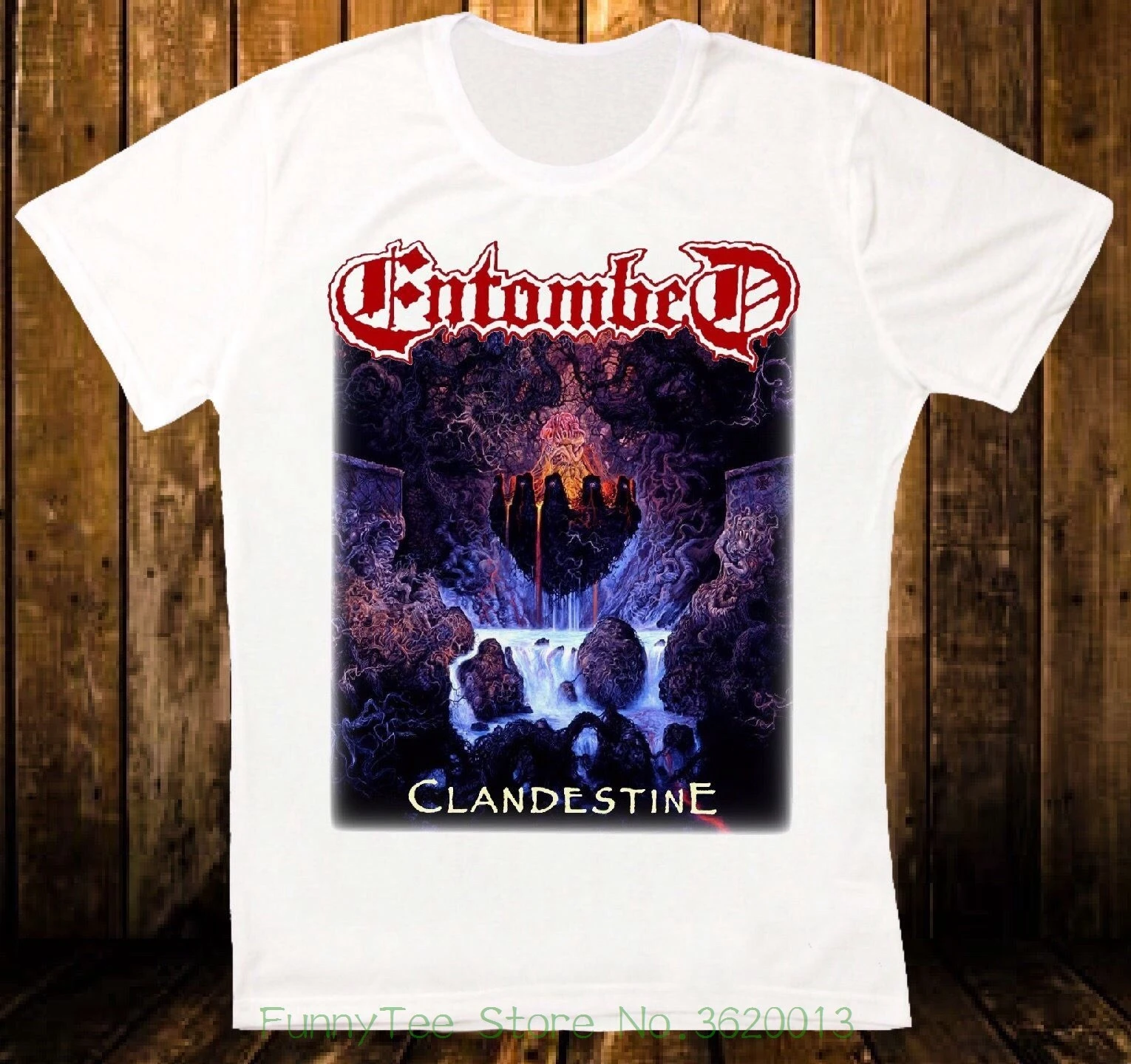 Подпольная белая футболка Entombed 91 для бросания болтов смерти разблокированная