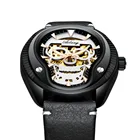 Мужские Водонепроницаемые механические часы AILANG, с автоподзаводом, светящиеся часы с кожаным ремешком, нержавеющая сталь 8619