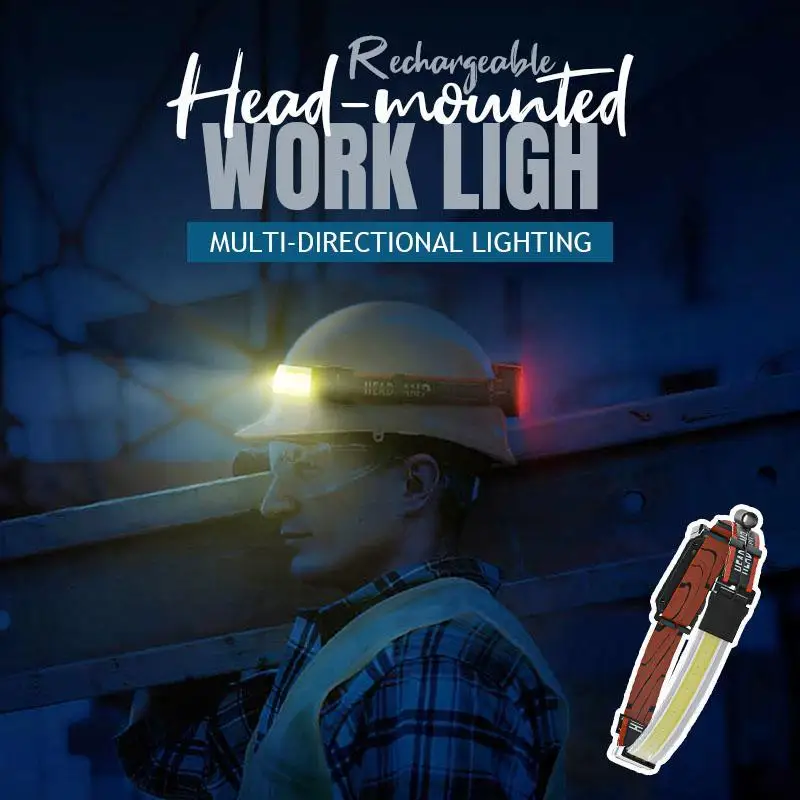 

Наружный прочный головной светильник, телескопический водонепроницаемый рабочий светильник COB с креплением на голову, зарядка через USB, Пря...
