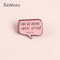 you are doing great enamel pin inspirational text box quote slogan rectangle pink jewelry badge brooches pins for friends