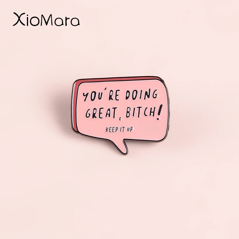Фото Эмалированная булавка You Doing Great вдохновляющая текстовая цитата слоган