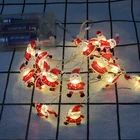 Рождественская елка с Санта-Клаусом, 2 м, 20 светодиосветодиодный, гирлянда, снежинки, Рождественское украшение, сказочный светильник для дома, новогодний Рождественский Декор