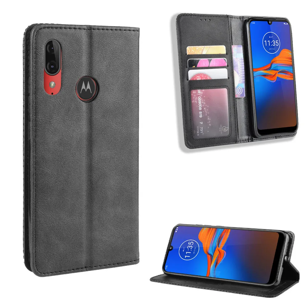 Чехол для Motorola Moto E6 Plus роскошный откидной бумажник из искусственной кожи
