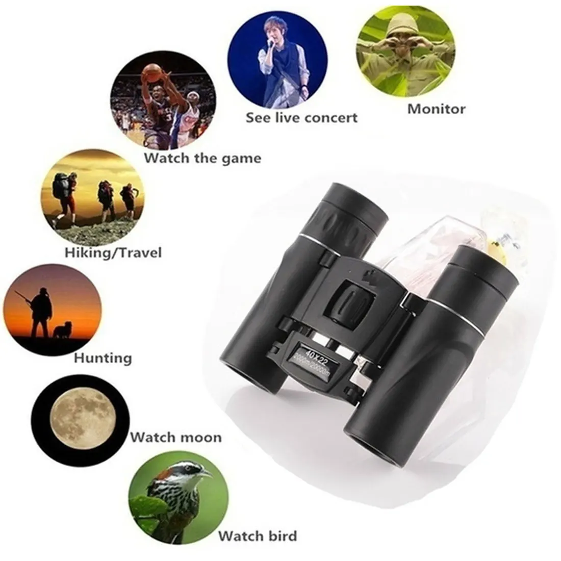 

40x22 Mini Hot Sell Outdoor Travel Telescope Gifts Definition Night Vision Hunting Binoculars Telescope Zoom High Quality Vision