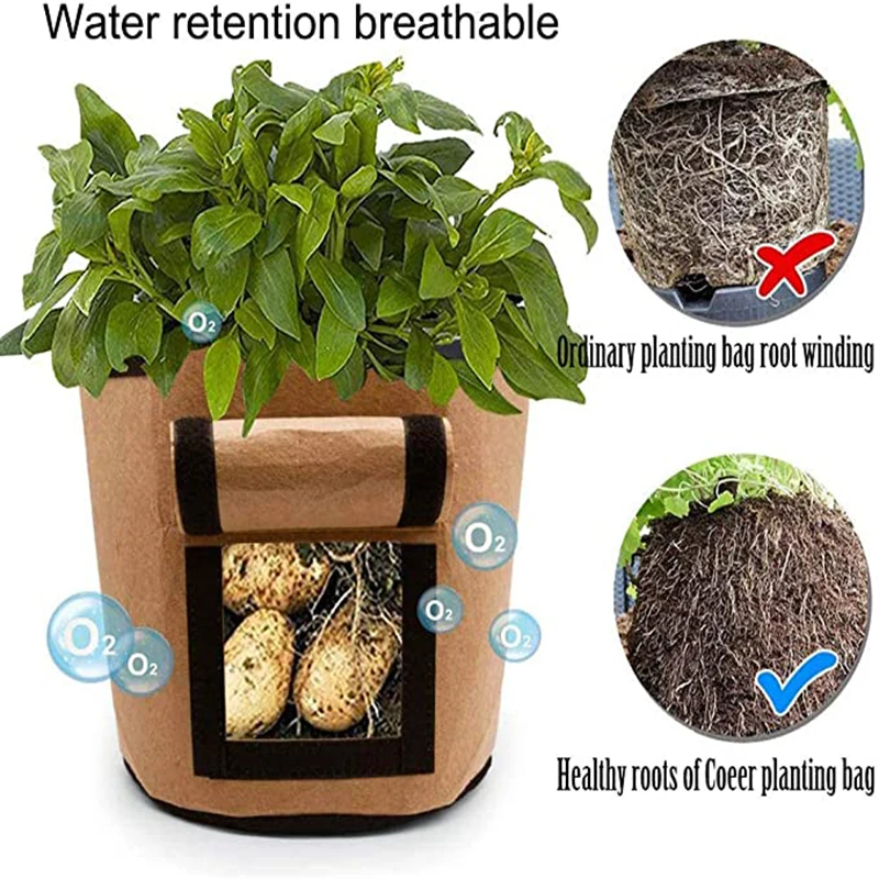 white plant pot 2pcs Plant Bag Home Garden Potato Greenhouse Cultivation Vegetable Planting Bag Moisturizing Jardin Tool Grow Bag Seedling Pot hanging plant holders