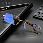 Очки для чтения XojoX без оправы для мужчин и женщин, пресбиопические металлические очки с защитой от сисветильник для дальнозоркости, с диоптриями + 1,0 2,0 3,0 4,0