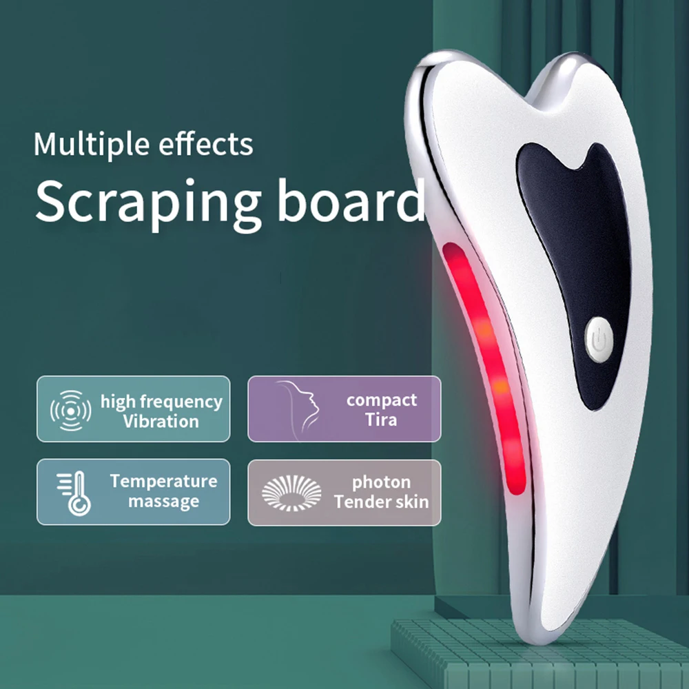 

Electric Gua Sha Board Facial Massager Face Lifting Scraping Tool Microcurrent Massage Guasha Plate Wrinkle Removal Slimming