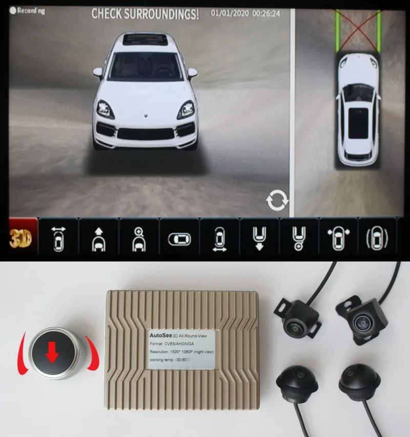 Для Porsche 3D Key-King 360 градусов Автомобильная камера птичий глаз SVM surround view 4 way DVR 1080P |