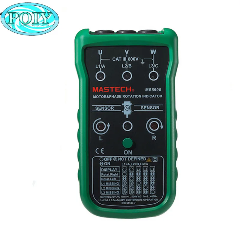 Mastech MS5900 ручной трехфазный Индикатор чередования двигатель и 3 фазы метр тестер 2~ 400 Гц, vs Fluke 9040