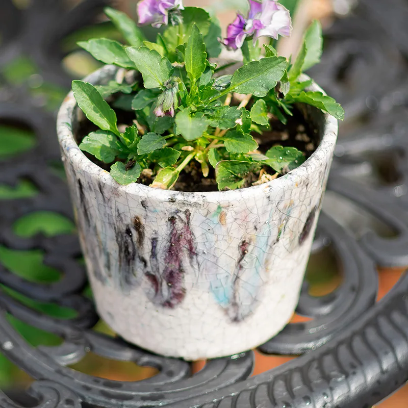 

Round Small Flower Pot Shelves American Style Terracotta Plant Pot Farmhouse Decor Doniczki Ozdobne Garden Supplies EH60FP